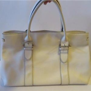 DANIER LEATHER CREAM DOUBLE HANDLE SATCHEL HANDBAG